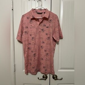 Travis Mathew Pink Palm Tree Polo Shirt